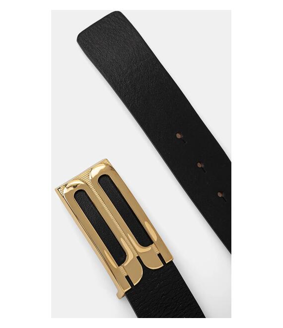 Δερμάτινη ζώνη Victoria Beckham χρώμα: μαύρο, 1324ABL005770A