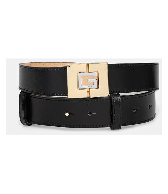 Δερμάτινη ζώνη Guess χρώμα: μαύρο, BW9158 P4335