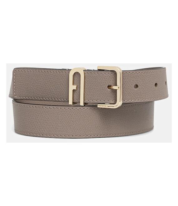 Δερμάτινη ζώνη Furla γυναικεία, χρώμα: γκρι, WC00078.ARE000.2572S1007