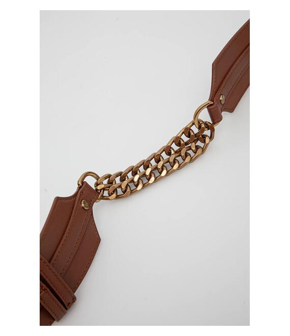Δερμάτινη ζώνη Marciano Guess χρώμα: καφέ, 5GGZ14 7330A