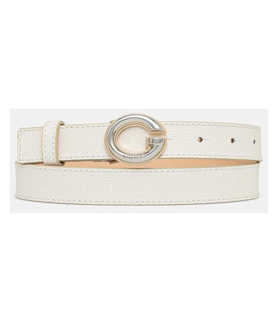 Δερμάτινη ζώνη Guess PUFFY χρώμα: μπεζ, BW9233 P5215