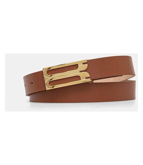 Δερμάτινη ζώνη Victoria Beckham χρώμα: καφέ, 1324ABL005955A