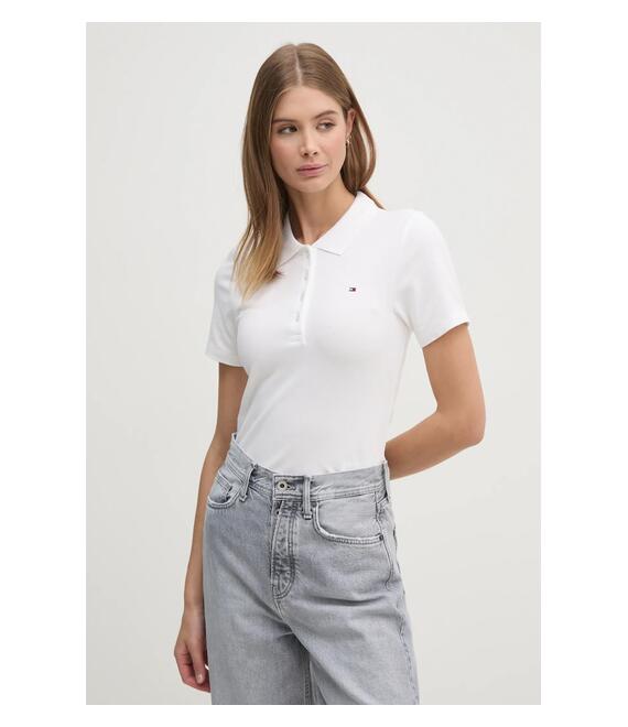 Πόλο Tommy Hilfiger χρώμα: άσπρο, WW0WW43225