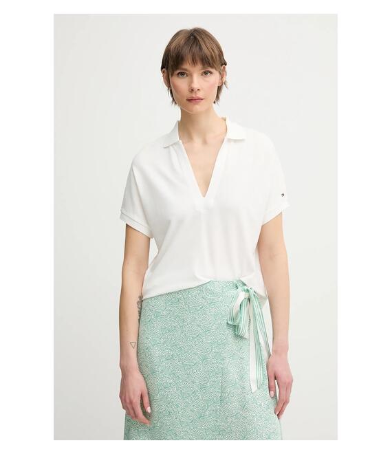 Πόλο Tommy Hilfiger χρώμα: άσπρο, WW0WW44512