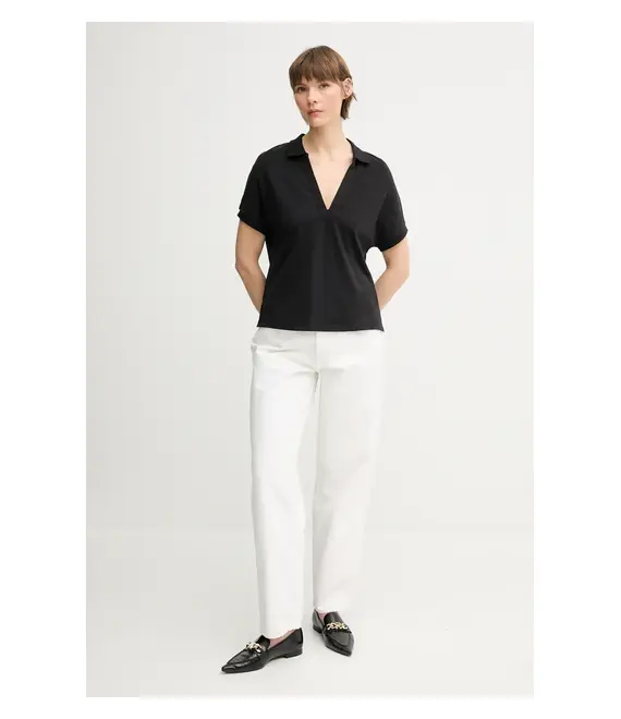 Πόλο Tommy Hilfiger χρώμα: μαύρο, WW0WW44512