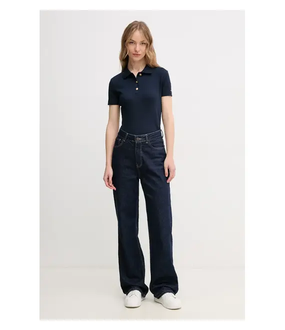 Πόλο Tommy Hilfiger χρώμα: ναυτικό μπλε, WW0WW45436