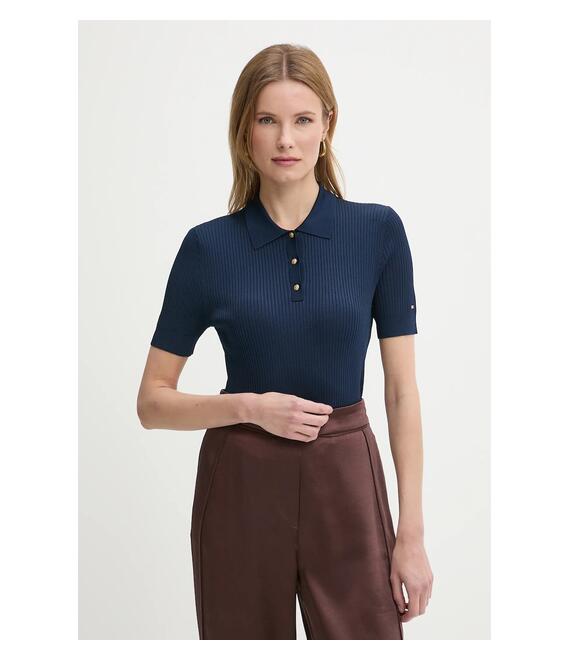 Πόλο Tommy Hilfiger χρώμα: ναυτικό μπλε, WW0WW45511