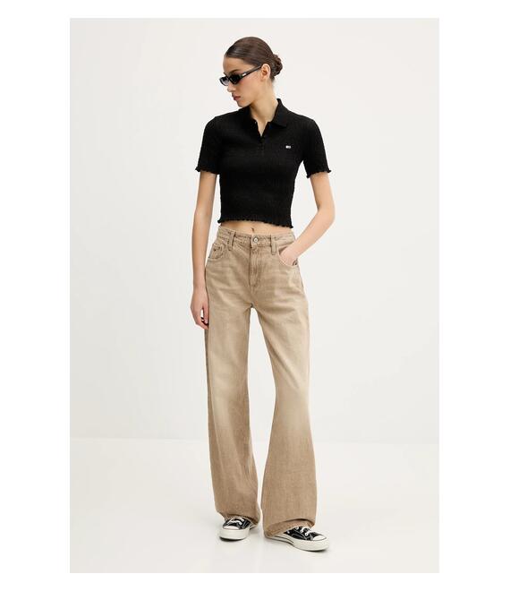 Πόλο Tommy Jeans χρώμα: μαύρο, DW0DW20296