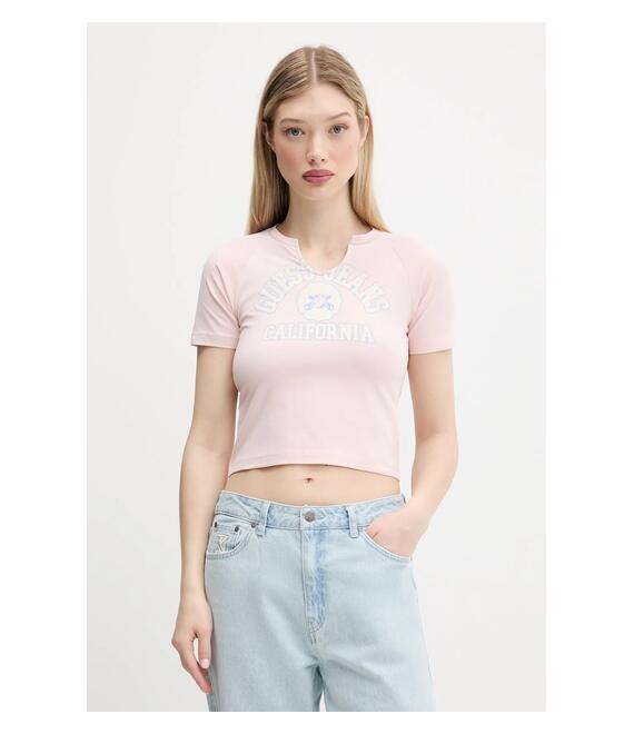 Μπλουζάκι Guess Jeans χρώμα: ροζ, W5GI27 J1314