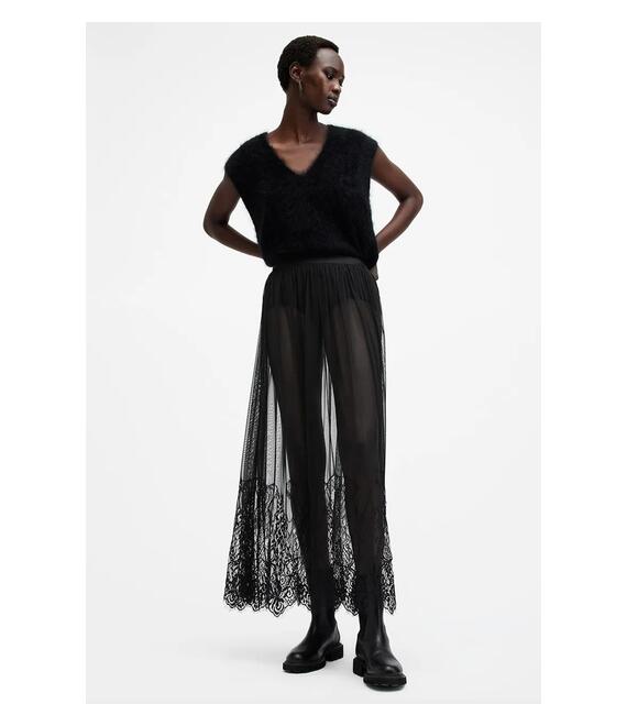 Φούστα AllSaints ARIELLA χρώμα: μαύρο, W040RB
