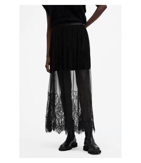 Φούστα AllSaints ARIELLA χρώμα: μαύρο, W040RB