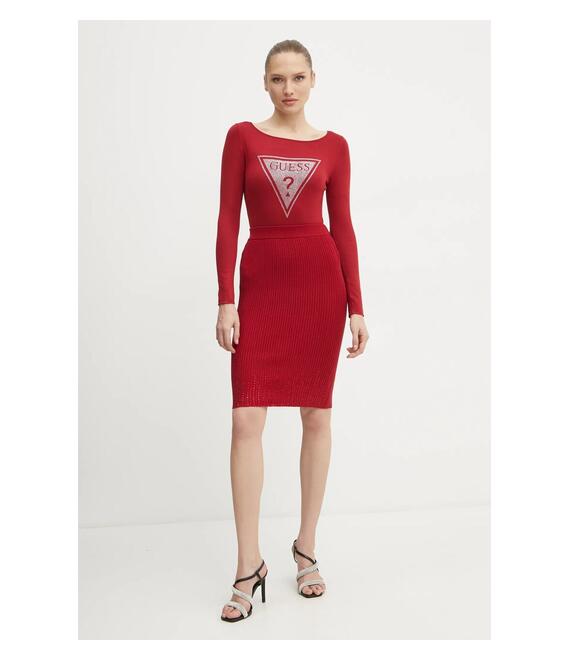 Φούστα Guess ALICE χρώμα: μπορντό, W5RD83 Z2Y50
