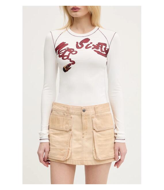 Φούστα Diesel DE-TON SKIRT χρώμα: μπεζ, A15784.09L26