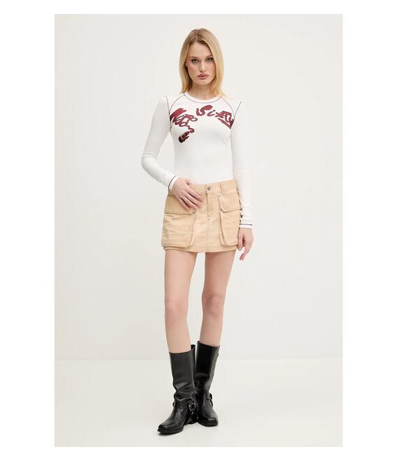 Φούστα Diesel DE-TON SKIRT χρώμα: μπεζ, A15784.09L26