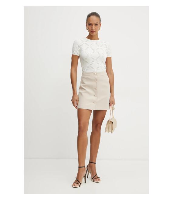 Φούστα Marciano Guess BECKY χρώμα: μπεζ, 5RGD03 7115A