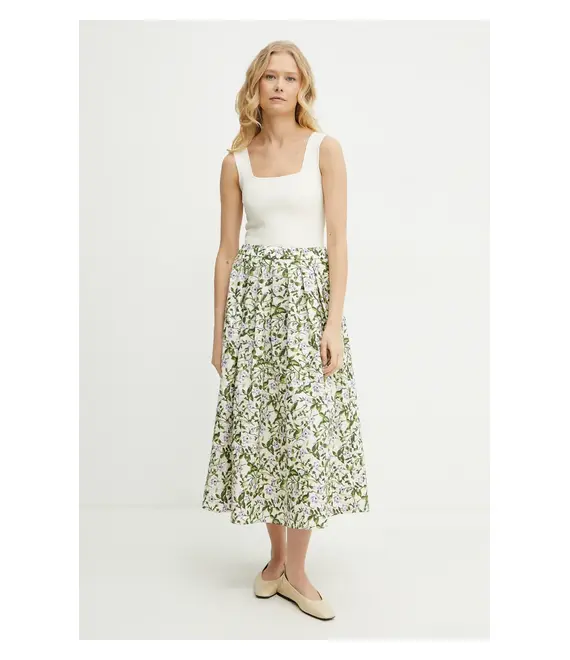 Βαμβακερή φούστα Weekend Max Mara χρώμα: μπεζ, 2515101092600