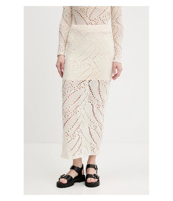 Φούστα Desigual WOOLF χρώμα: μπεζ, 25SWFK04