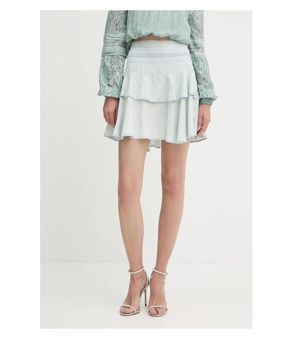 Φούστα από λινό μείγμα Guess TAINA χρώμα: μπλε, W5GD85 D5N81