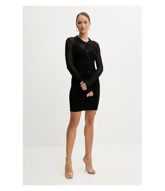 Φούστα Guess MALIA χρώμα: μαύρο, W5GD88 Z3L10