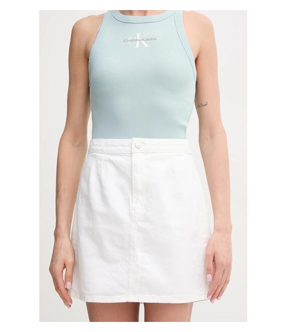 Τζιν φούστα Calvin Klein Jeans χρώμα: άσπρο, J20J225194