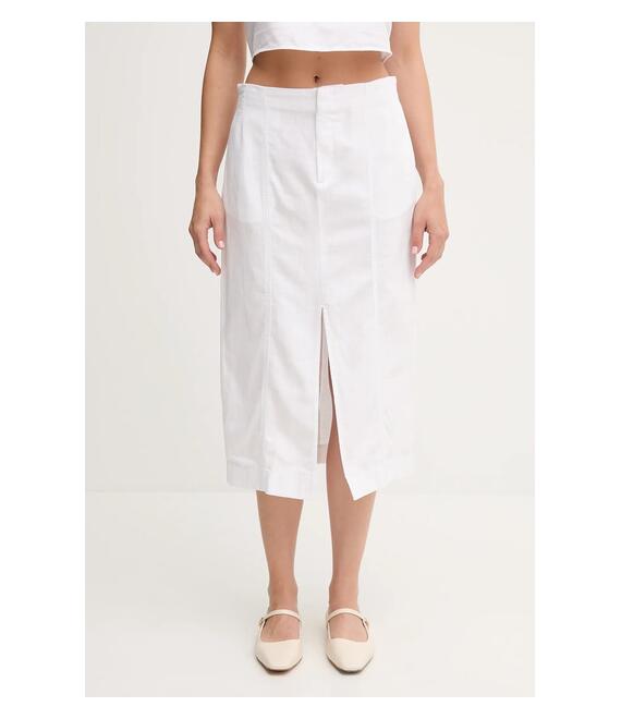 Φούστα από λινό μείγμα Calvin Klein Jeans χρώμα: άσπρο, J20J225327
