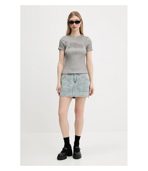 Τζιν φούστα Guess Originals χρώμα: μπλε, W5GD1L D5OTA