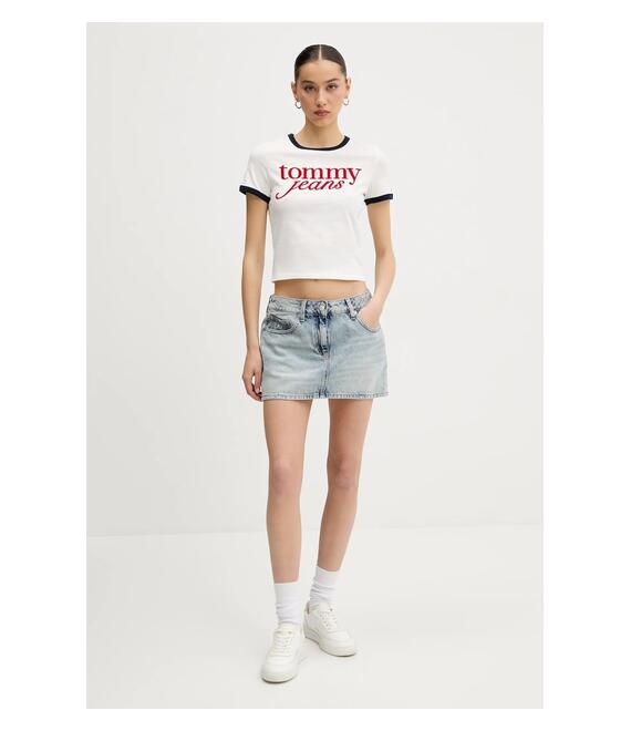Τζιν φούστα Tommy Jeans χρώμα: μπλε, DW0DW20133