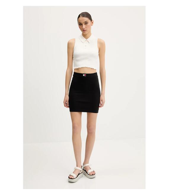 Φούστα Tommy Jeans χρώμα: μαύρο, DW0DW20671
