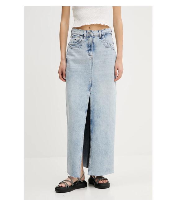 Φούστα Tommy Jeans χρώμα: μπλε, DW0DW21419