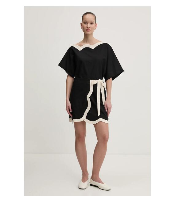 Φούστα από λινό μείγμα Never Fully Dressed χρώμα: μαύρο, NFDSK641