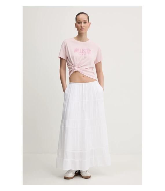 Φούστα Hollister Co. χρώμα: άσπρο, KI343-5039