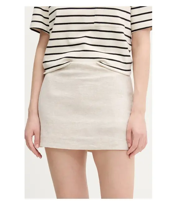 Λινή φούστα Abercrombie & Fitch χρώμα: μπεζ, KI143-5048