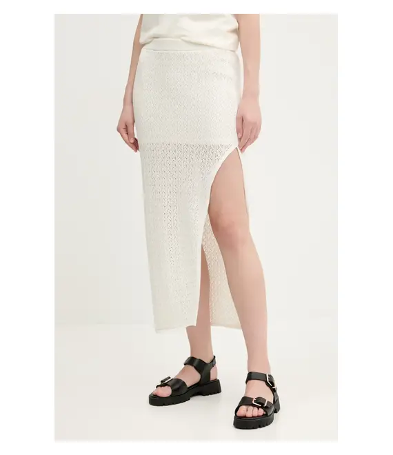 Βαμβακερή φούστα Abercrombie & Fitch χρώμα: μπεζ, KI143-5055