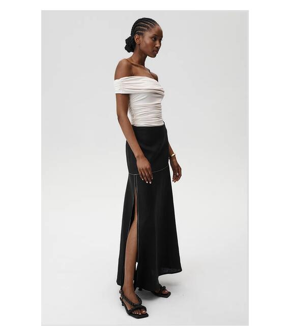 Λινή φούστα Undress Code Serenity Skirt Stitch χρώμα: μαύρο, 893