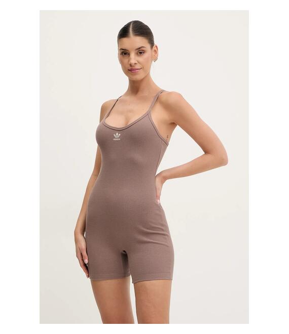 Ολόσωμη φόρμα adidas Originals Essentials RIB Onesie χρώμα: καφέ, JD1463