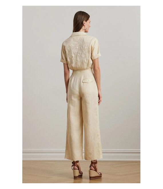 Λινό ολόσωμο Lauren Ralph Lauren χρώμα: μπεζ, 200963735