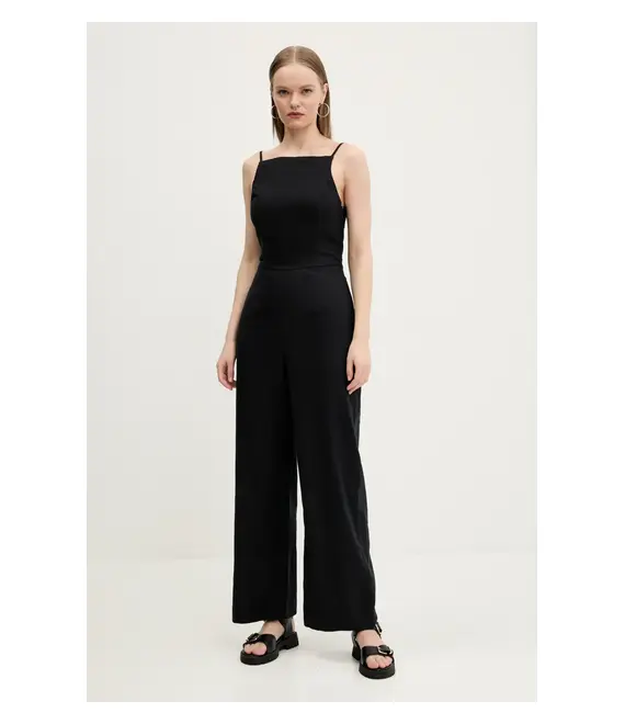 Λινό ολόσωμο Abercrombie & Fitch χρώμα: μαύρο, KI159-5546