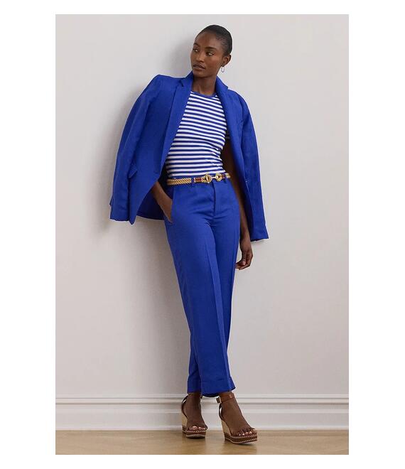 Λινό παντελόνι Lauren Ralph Lauren χρώμα: μπλε, 200957332