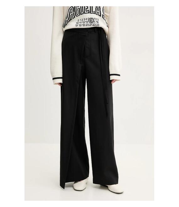 Μάλλινα παντελόνια MM6 Maison Margiela χρώμα: μαύρο, S52KA0518