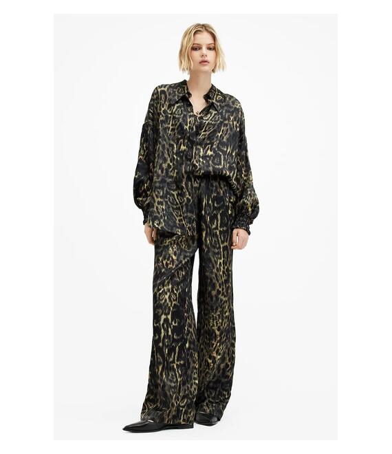 Παντελόνι από μετάξι AllSaints CHARLI χρώμα: πολύχρωμο, W023TB