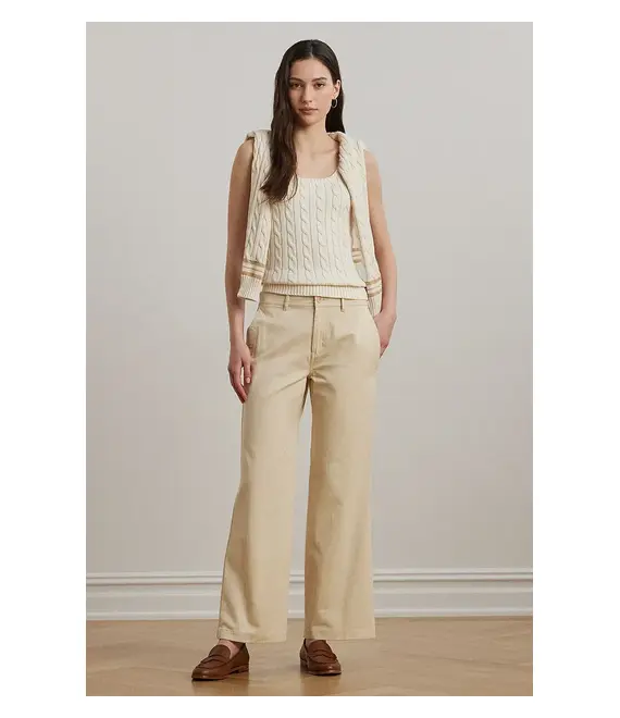 Βαμβακερό παντελόνι Lauren Ralph Lauren χρώμα: μπεζ, 200965654