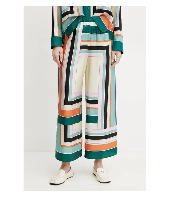 Μεταξωτό παντελόνι Weekend Max Mara χρώμα: πολύχρωμο, 2515131051600