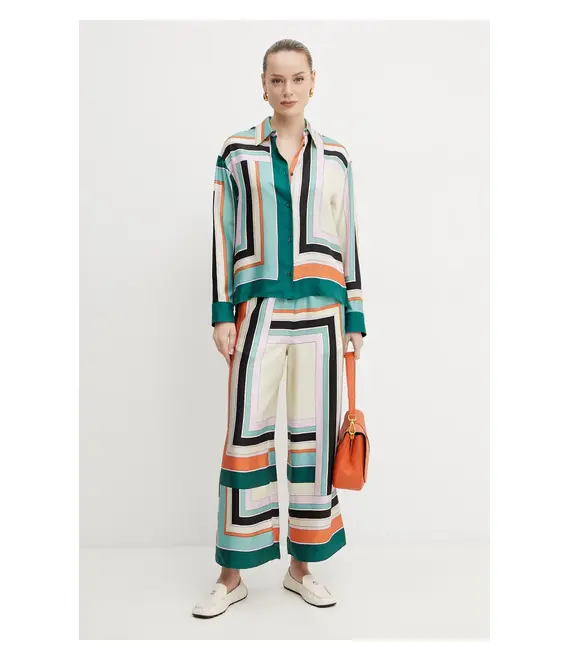 Μεταξωτό παντελόνι Weekend Max Mara χρώμα: πολύχρωμο, 2515131051600