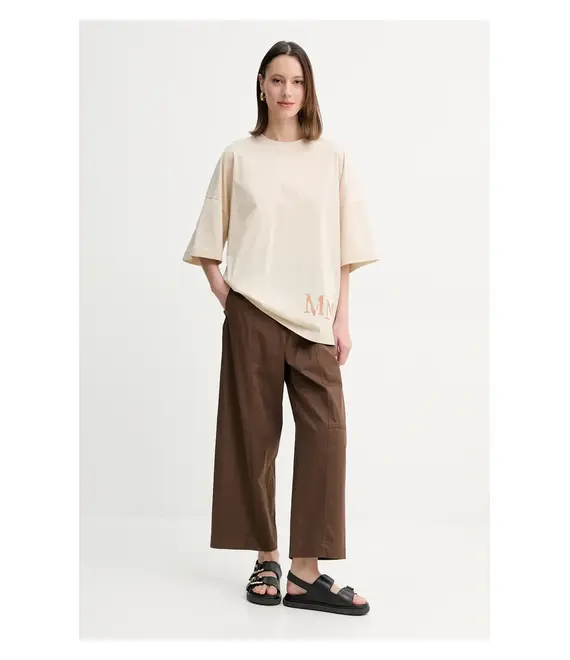 Βαμβακερό παντελόνι Weekend Max Mara χρώμα: καφέ, 2515131092600