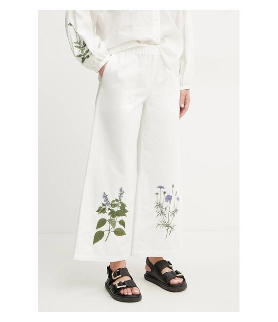 Παντελόνι με λινό μείγμα Weekend Max Mara χρώμα: άσπρο, 2515131112600