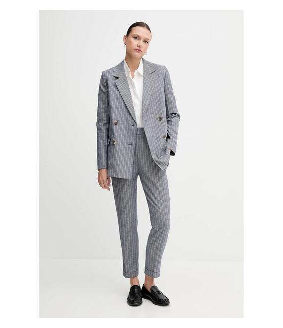 Παντελόνι με λινό μείγμα United Colors of Benetton χρώμα: μπλε, 49KBDF090