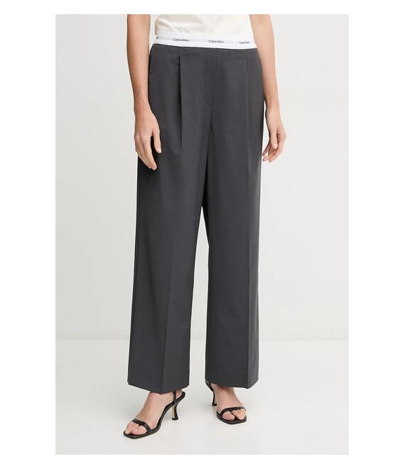 Μάλλινα παντελόνια Calvin Klein χρώμα: γκρι, LV044B668G