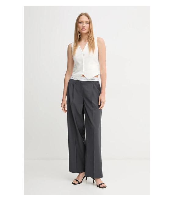 Μάλλινα παντελόνια Calvin Klein χρώμα: γκρι, LV044B668G