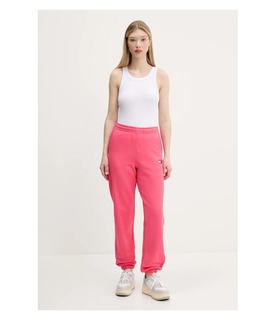Παιδικό βαμβακερό παντελόνι Tommy Jeans χρώμα: ροζ, DW0DW20679