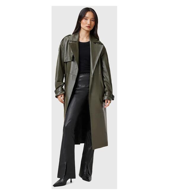 Δερμάτινο παντελόνι AllSaints CORA χρώμα: μαύρο, W030TC